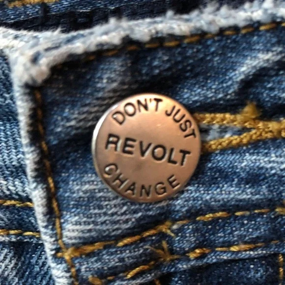Revolt 15 Long Maxi Blue Jean Skirt Distressed Reconstructed Rave Punk Rock - Picture 5 of 13
